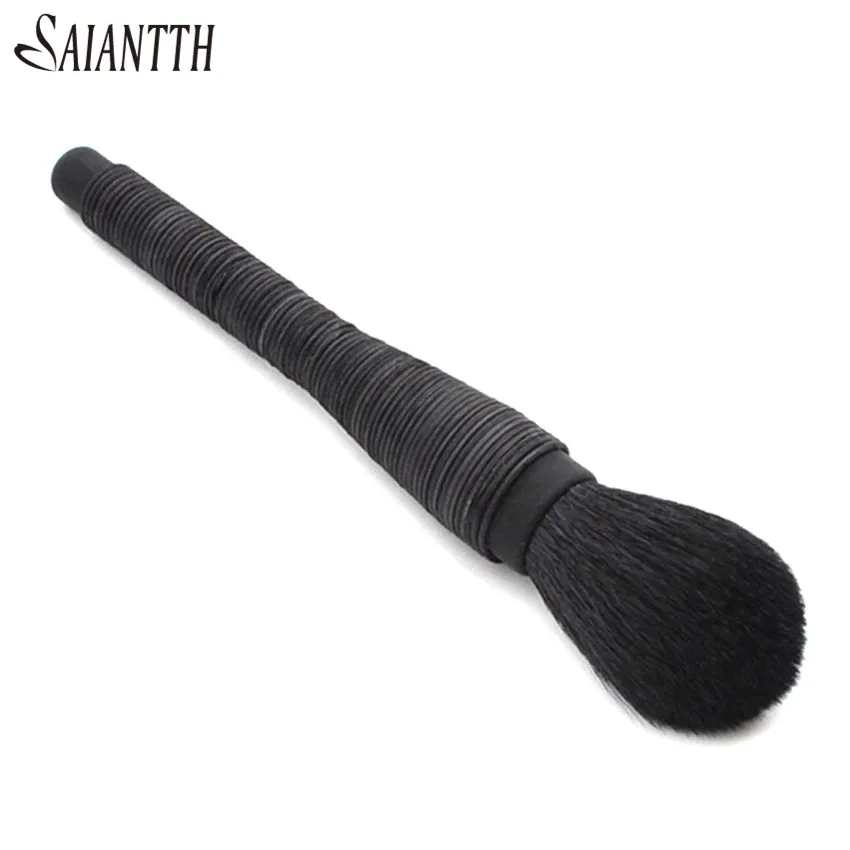 SAIANTTH black goat hair rattan Twining makeup brushes big powder blush brush soft Dense concealer Italy Kabuki makeup face tool