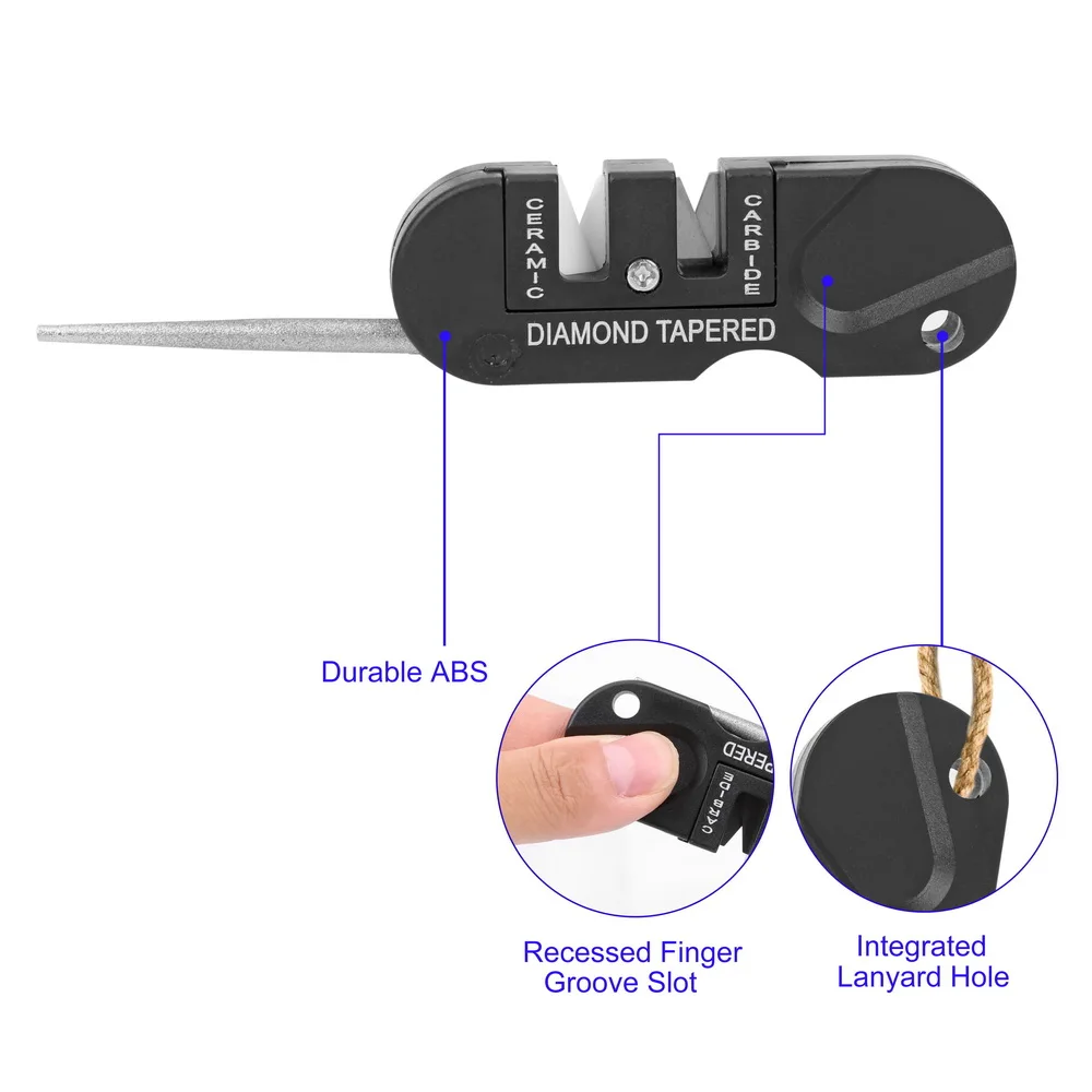 أداة شحذ محمولة ، براية على مرحلتين ، قابلة للطي ، متعددة الوظائف ، سلسلة مفاتيح للجيب ، البقاء في الهواء الطلق ، الصيد