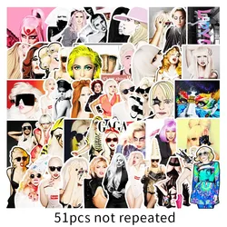 10/30/50pcs  Lady Gaga Sexy Actress  Graffiti  Stickers Crazy Fans Waterproof Skateboard Travel Suitcase Phone Laptop Luggage