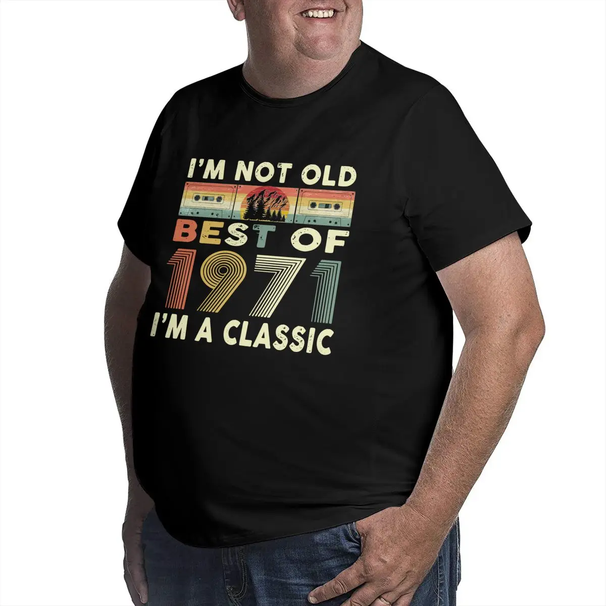 Vintage 50th Birthday Cassette T-Shirts Men Gamer 50 Years Old T Shirt Born in 1971 Big Tall Tee Shirt Plus Size 6XL Clothing