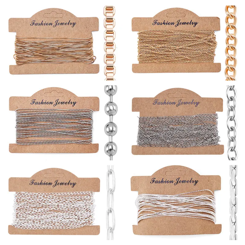 6 Types Jewelry Making Chains Plated Silver Gold Copper Cable Link Chains For DIY Jewelry Necklace Bracelet Crafts 5 Meters