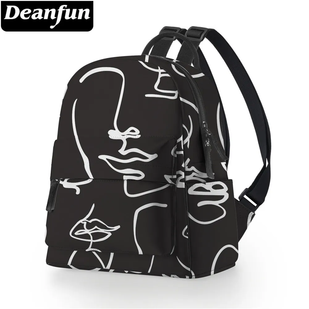 Deanfun Trendy Mini Backpack Women Elegant Shoulder Bag Abstract Line Face Printed Colorful School Backpack Bags  MNSB-35