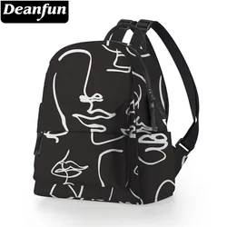 Deanfun Trendy Mini sırt çantası kadın zarif omuzdan askili çanta soyut çizgi yüz baskılı renkli okul sırt çantası torba MNSB-35