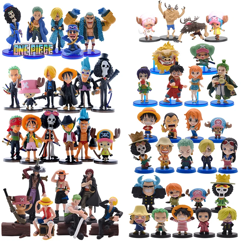 Anime One Piece Figures PVC Action Model Dolls Figure Toys Cute Luffy Nami Zoro Collection Brinquedos Full Set Hot Sale