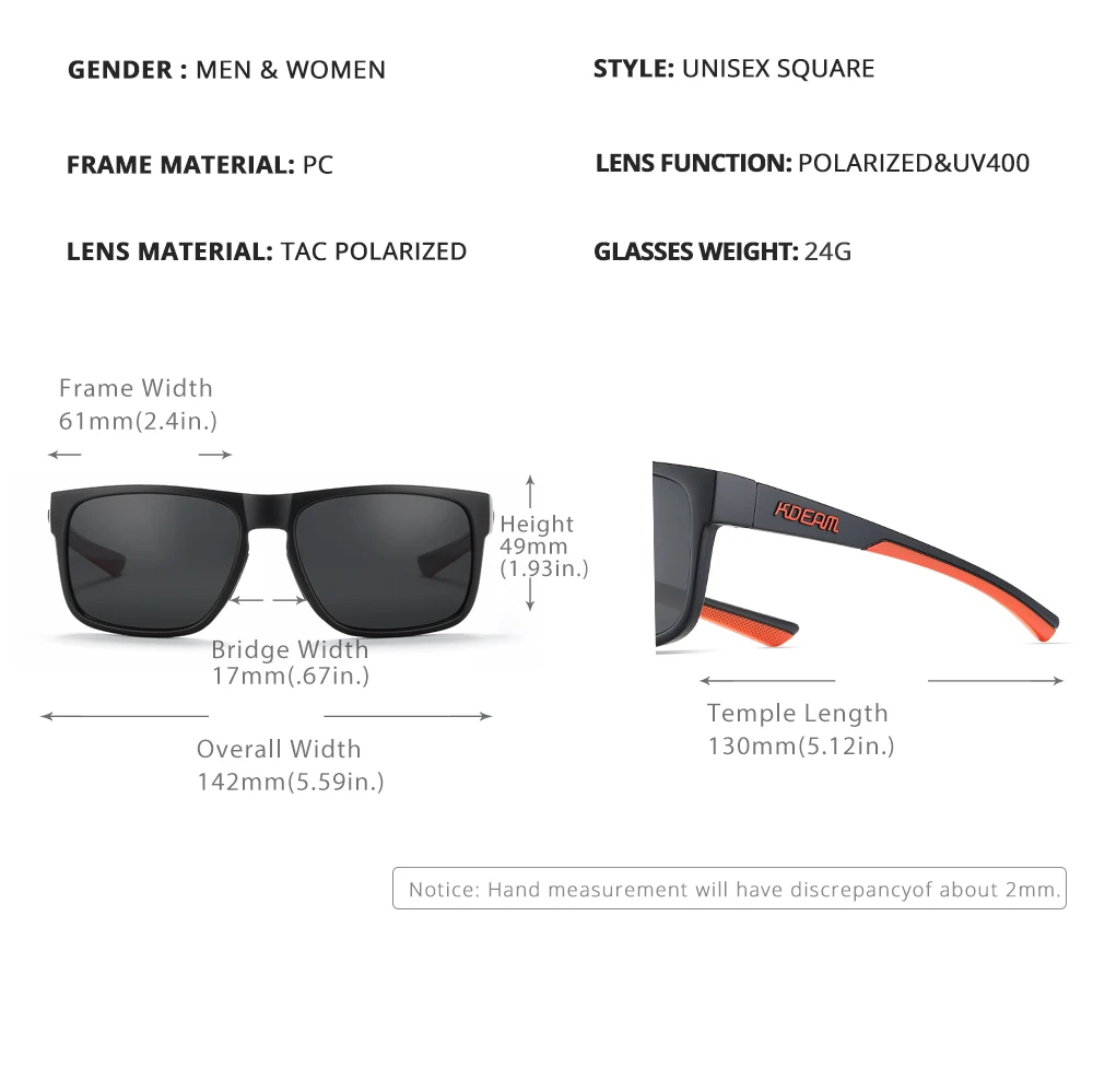 KDEAM Neue Polarisierte Sonnenbrille der Männer Platz Im Freien Photochrome Sonnenbrille Frauen Nicht-Slip Nase Pad Volle Zubehör Enthalten – Detail 8