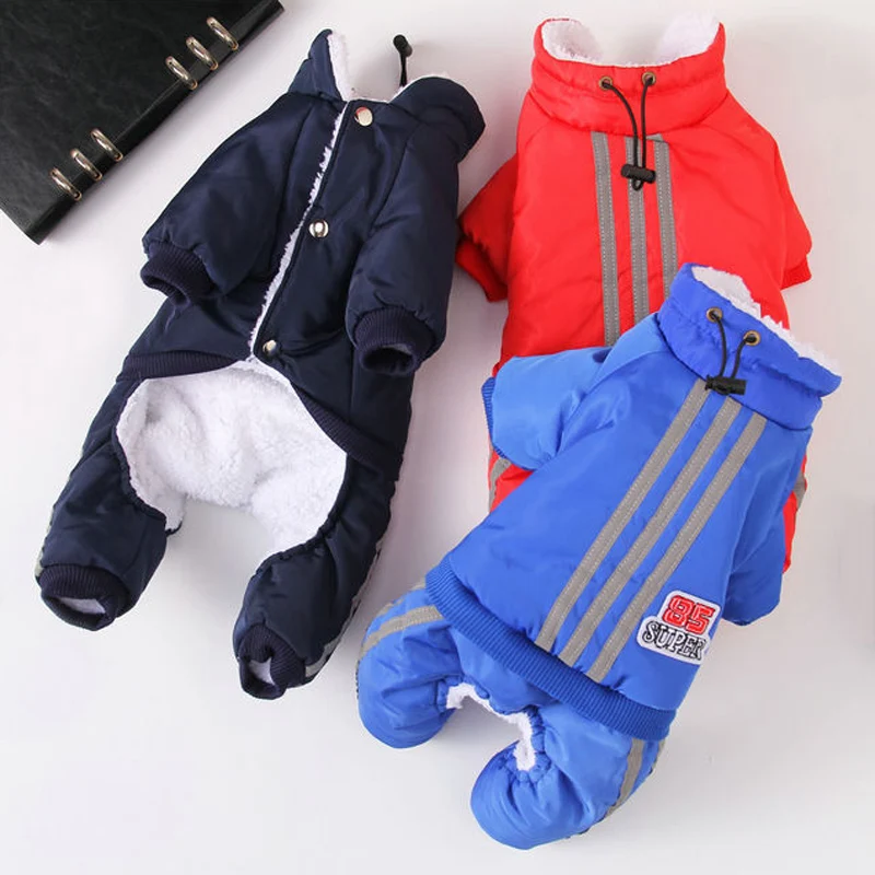 Winter Dog Jumpsuit Fleece Overalls for Dogs Warm Dog Coat Pet Clothing for Small Dogs Puppy Jacket Stripe Clothes for Yorkies