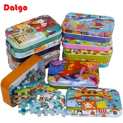 Hot New 60 pezzi puzzle in legno giocattoli per bambini veicolo dei cartoni animati puzzle in legno animale giocattolo educativo per l'apprendimento del bambino regalo per bambini