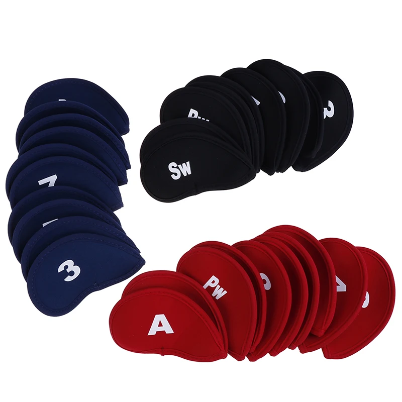 Cubiertas de cabeza de hierro para palo de Golf, Protector de cabeza de hierro para ventana negra, accesorios de Golf, 10 unidades por juego