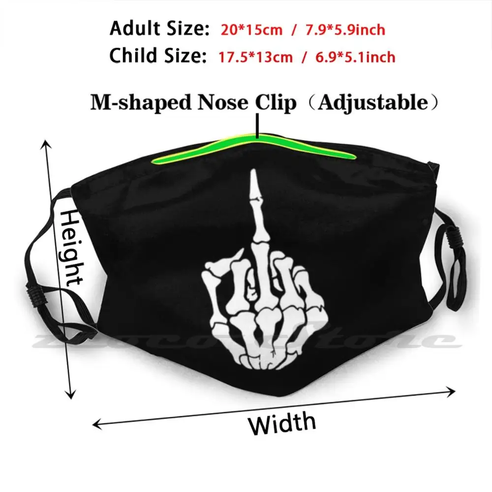 Skeleton Middle Finger Washable Trending Customized Pm2.5 Filter Mask Skeleton Skeleton Middle Finger Skeleton Skeletal Middle