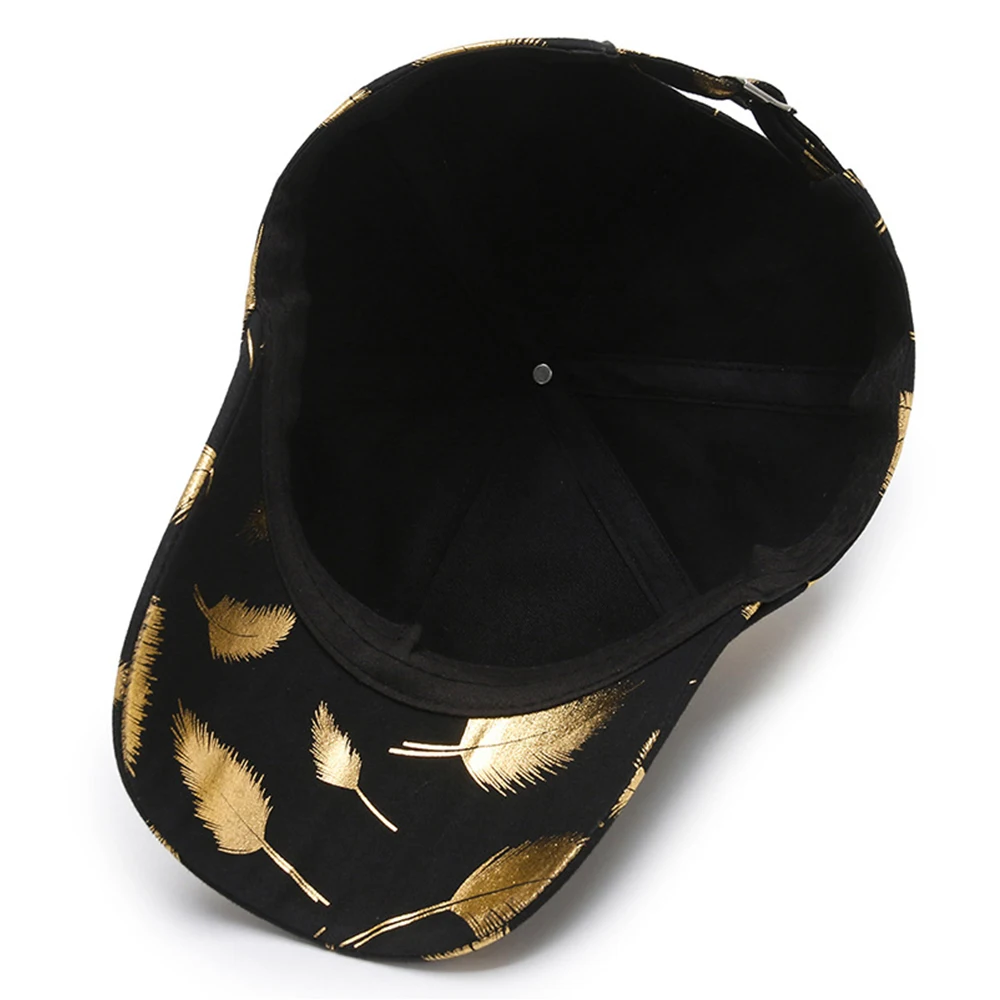 Gorra de béisbol con estampado de plumas doradas y negras de marca FS para Hombre y mujer, Gorras Snapback de Hip Hop, ropa de calle de invierno,