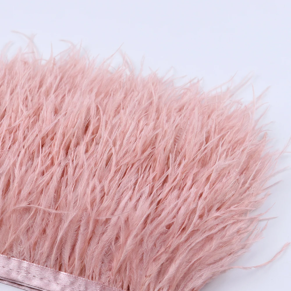 Wholesale 8-10CM Ostrich Feathers Trimming 2Meter 5Meter 10Meter Natural Plumes Selvage on Ribbon For Wedding Dress Decoration