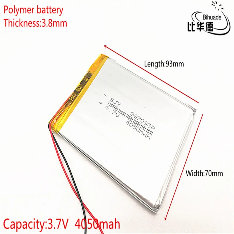 387093 de 3,7 V 4050mAh batería de polímero de litio con la Junta de Protección para Tablet PC U25GT
