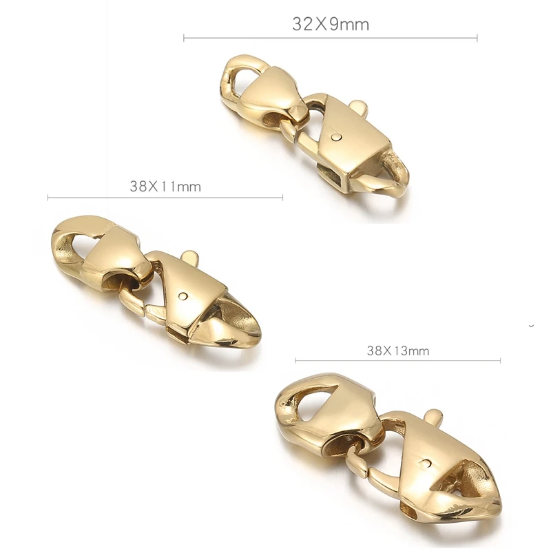 1set New 3 Color Stainless Steel Clasp Jewelry Findings 3 Size Lobster Clasp Hooks For Necklace&Bracelet Waist Chain DIY