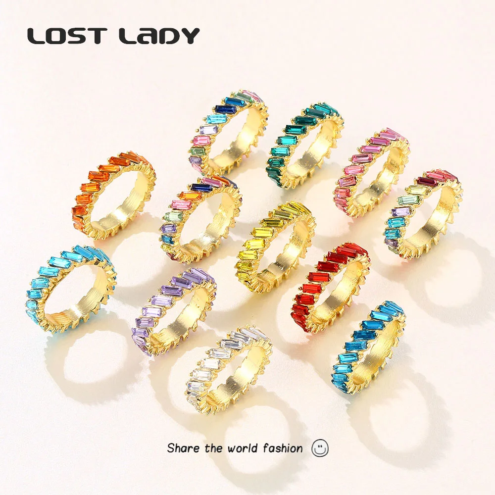 Lost Lady-Anillo de Metal con cristales para mujer, sortija con cristales, Multicolor, para dedo, accesorios de fiesta, regalos de boda