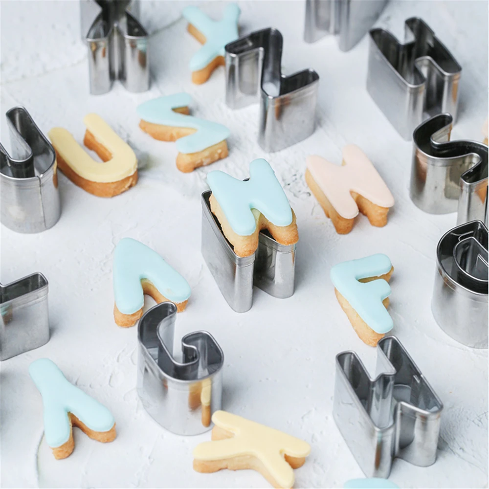 

26 Alphabet Letter Cookie Cutter Stainless Steel Biscuits Baking Mold Forms for Cookie Fondant Chocolate Cake Decorating Tools