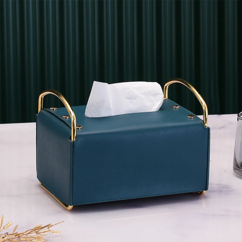 

TT Leather Tissue Box Creative Home Multi-Functional Tissue Box Living Room Coffee Table Desktop European Style Tissue Box
