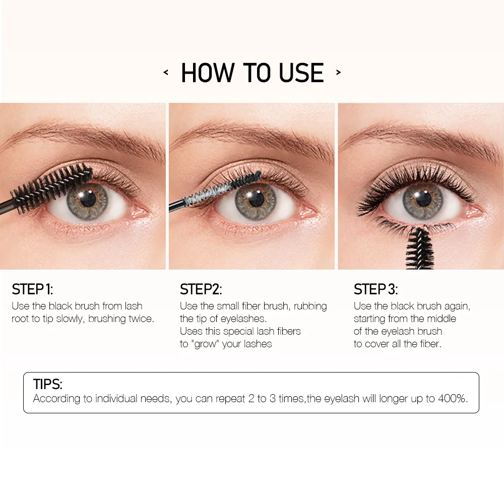 O.TWO.O 2 in 1 Makeup Mascara Volume Curling 4D Silk Fiber Lengthening Lashes Waterproof Fast Dry Nourish Eyelash Extension