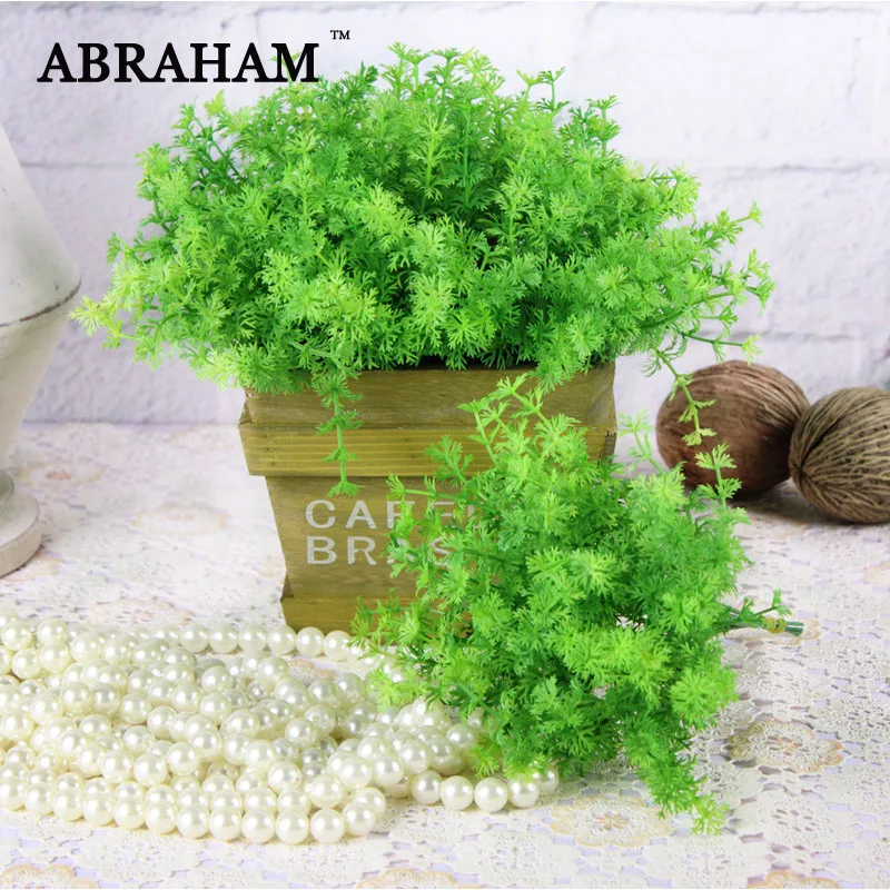 20cm 6pcs/lot Plastic Grass Tropical Artificial Succulent Plants Bouquet Mini Fake Cactus Green Fern grass For Home Party Decor