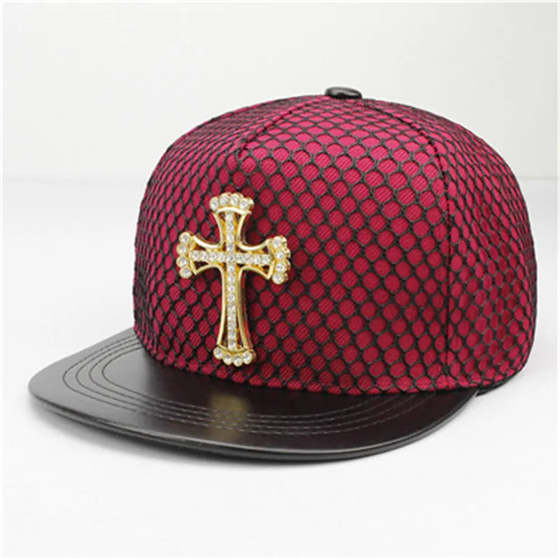 2021 Acrylic Metal Cross Baseball Cap Adjustable Hip-hop Cap Snapback Cap Hats for Men and Women