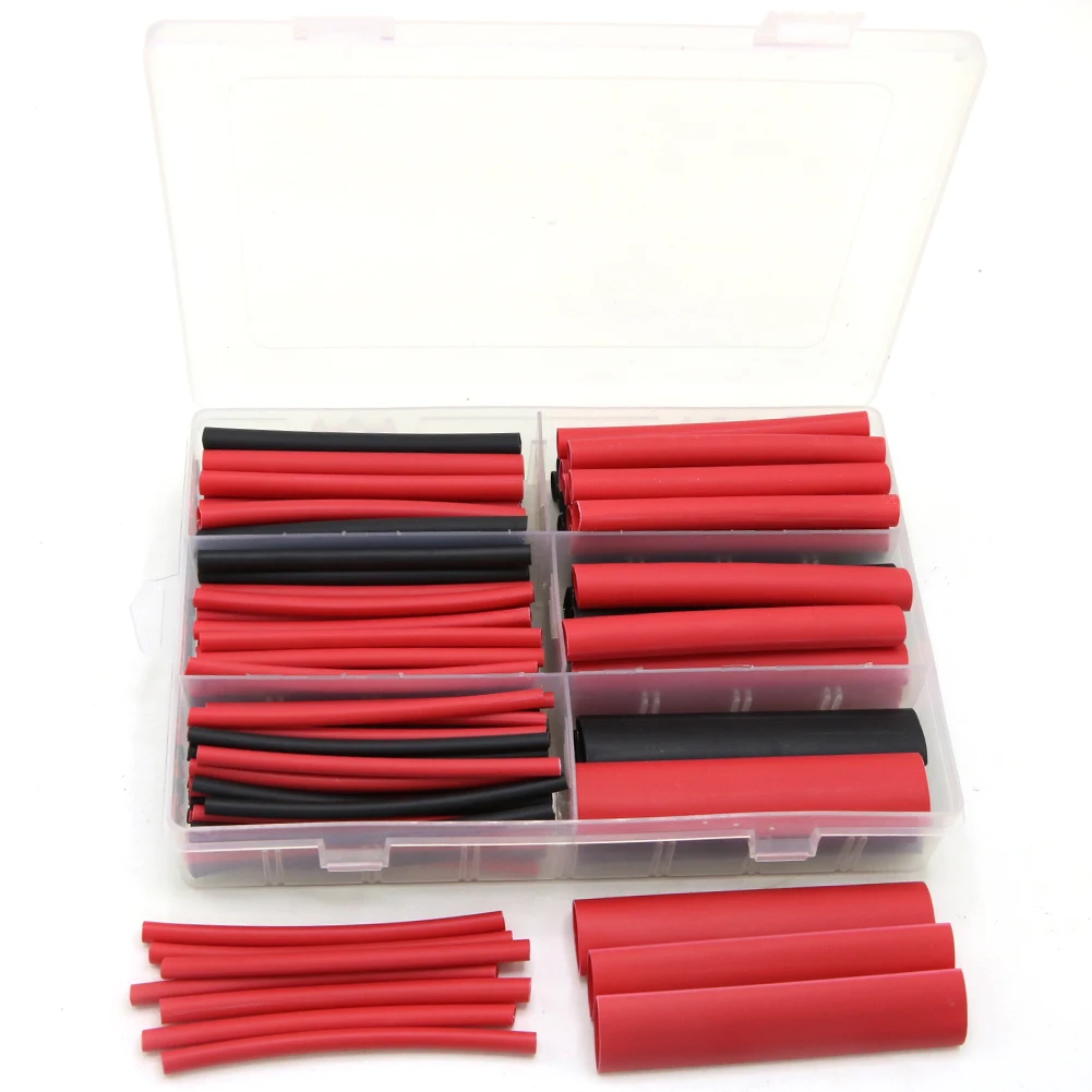 Adesivo de parede dupla Heat Shrink Tubing Kit, melhor cabo manga tubo Assor, 6 tamanhos, 1, 16, 3, 32, 1/8, 3, 16, 1/4 ", 3:1, 130 pcs, 270 PCes