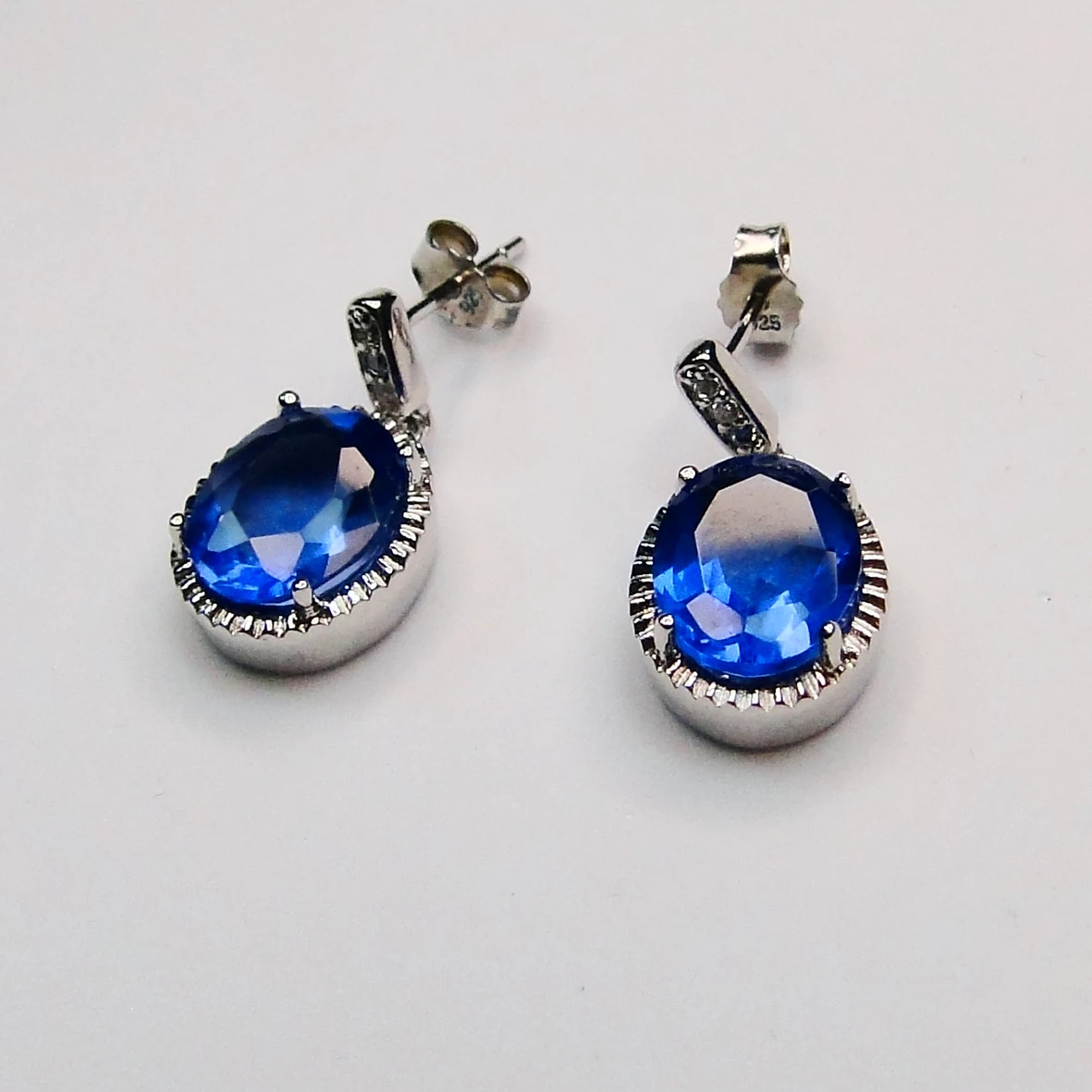 Boucles d\'oreilles tendance en laiton, Tanzanite et topaze blanche, poids 5.7g, pour femmes