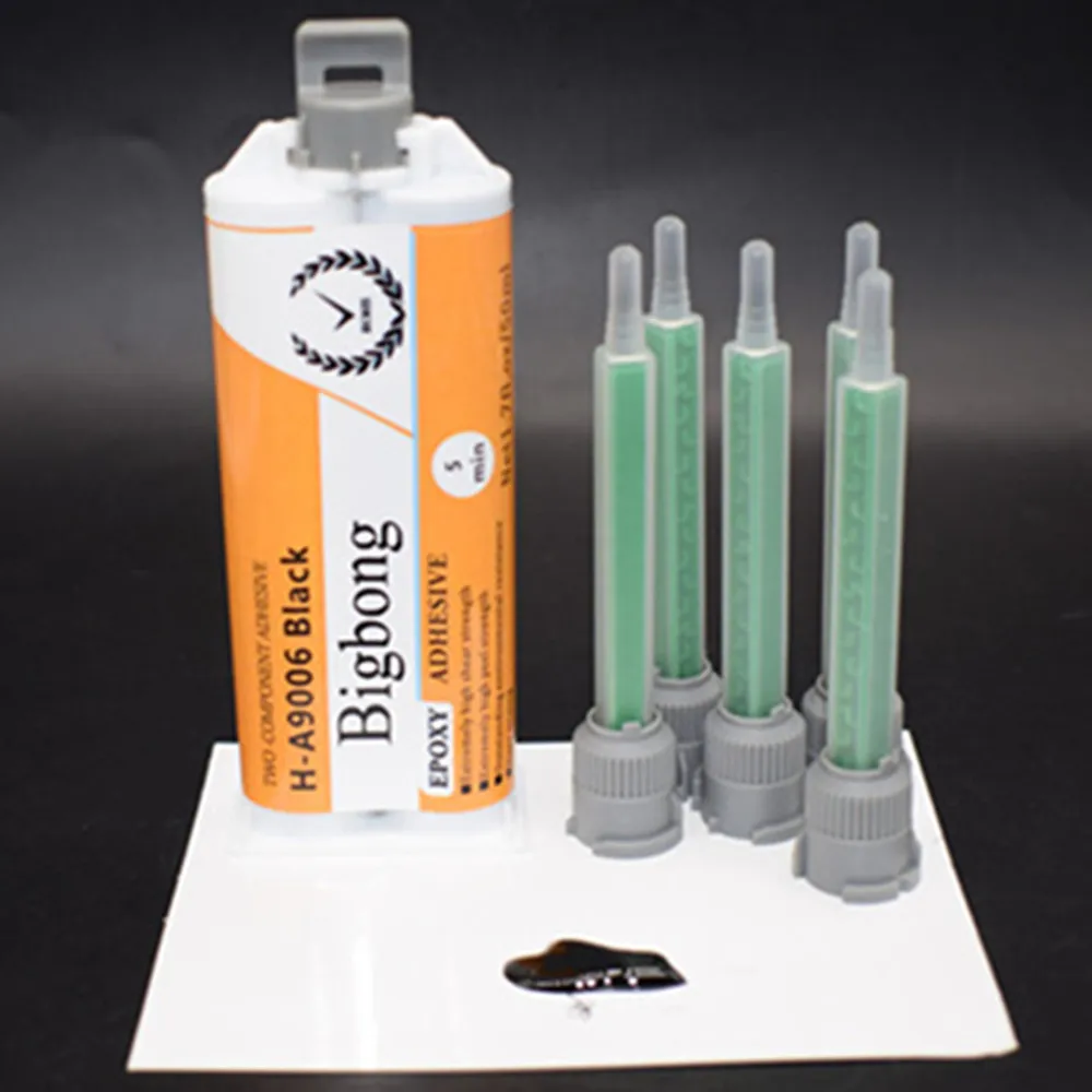 Dichtstoff Epoxidharz 5 Minuten Starker Klebstoff 50ml 1:1 Schwarzer AB-Kleber 2-Komponenten Strukturelle Epoxidharze & 5 Stück Statische Mischdüsen Werkzeuge – Detail 4