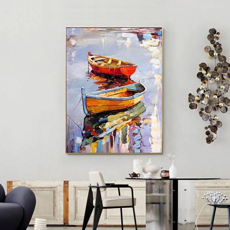 

Abstract Boat Oil Painting on Canvas for Living Room Colorful Graffiti Wall Art Poster and Print Picture Decorative Paintings