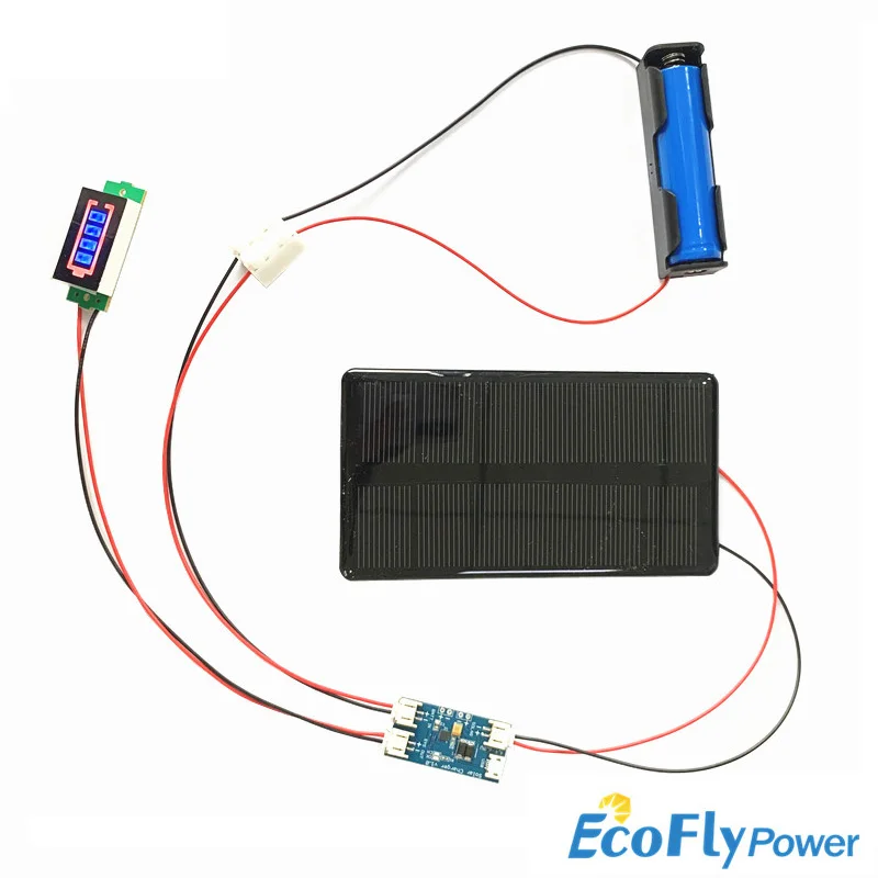 Mini 6V 210MA 1.25W Mono Solar Panel with solar charger CN3065  Cell Phone Charging DIY Kit with 1S Battery holder /display