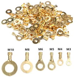 100/150PCS Ring Cable Lugs Terminals Assorted Naked Non-insulated Connector 3.2-6.2mm Wire Cable Connectors Brass Terminals Kit
