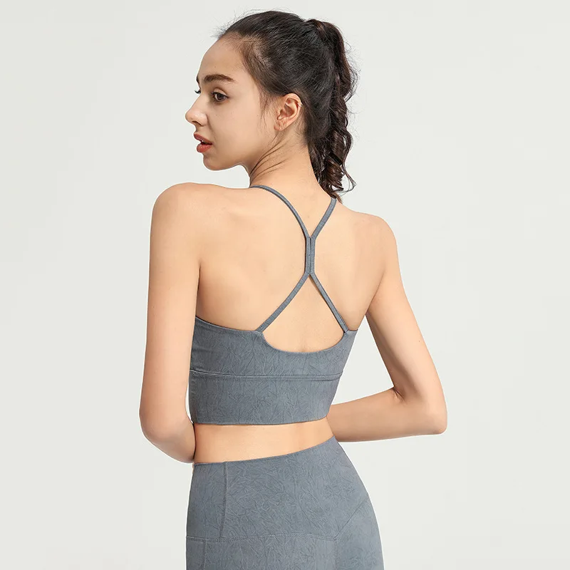 Women Sport Bras Cross Straps Yoga Brassiere Girls Elastic Gym Workout Bra Padded Running Vest Tops Shockproof Fitness Underwear