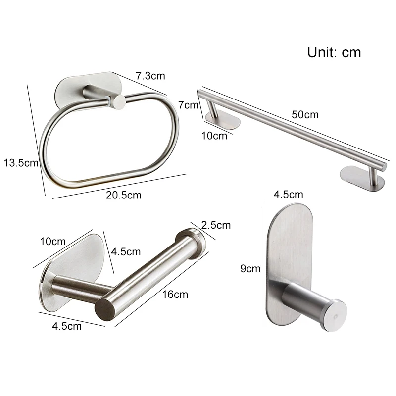 ELLEN Bathroom Accessories Set No Punching Towel Bar Towel Ring Toilet Paper Holder Robe Hook  Black ELB1001