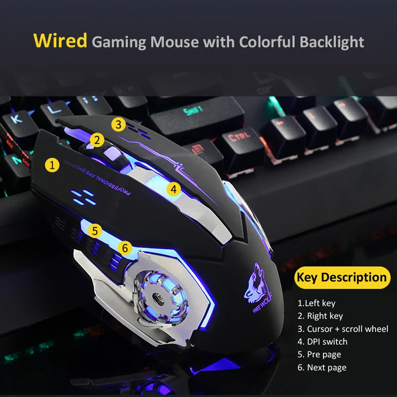 Wired/Wireless Gaming Mouse with Silent LED Backlit 8D 3200 DPI Adjustable USB Optical Ergonomic  Mouse For Laptop/PC/Computer