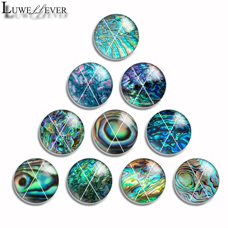 

10mm 12mm 14mm 16mm 20mm 25mm 460 10pcs/lot Paua Mix Round Glass Cabochon Jewelry Finding 18mm Snap Button Charm Bracelet