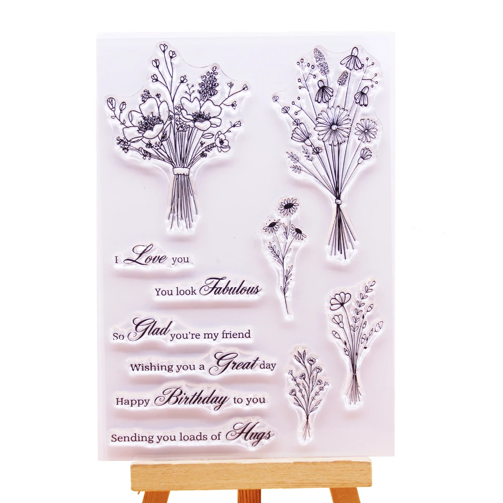 Alinacutle CLEAR STAMPS Bunch Of Flower Scrapbooking Card Album Paper Craft Rubber Transparent Silicon Clear Stamp