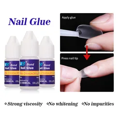 Colle à ongles pour faux ongles français en acrylique, colle de décoration 3D, colle transparente à séchage rapide, outils d'art de manucure, conception de bricolage