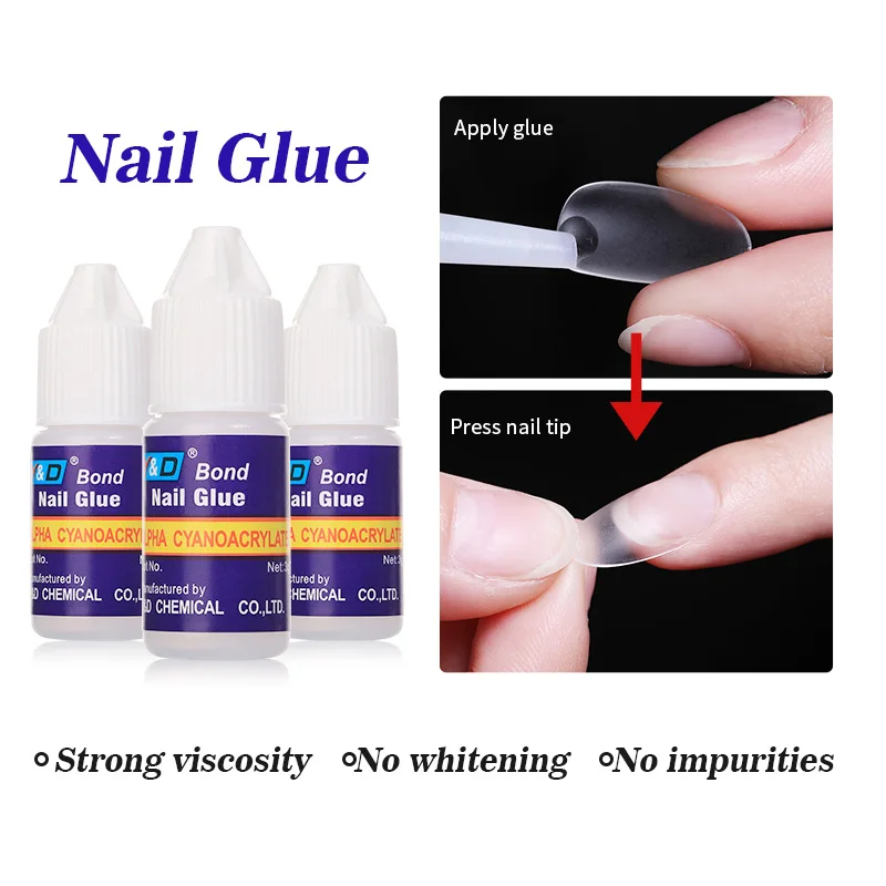 New Nail Glue for Acrylic French False Nail Tips Stick 3D Decoration Glue Clear Fast Dry Glue Manicure Nail Art Tools DIY Design