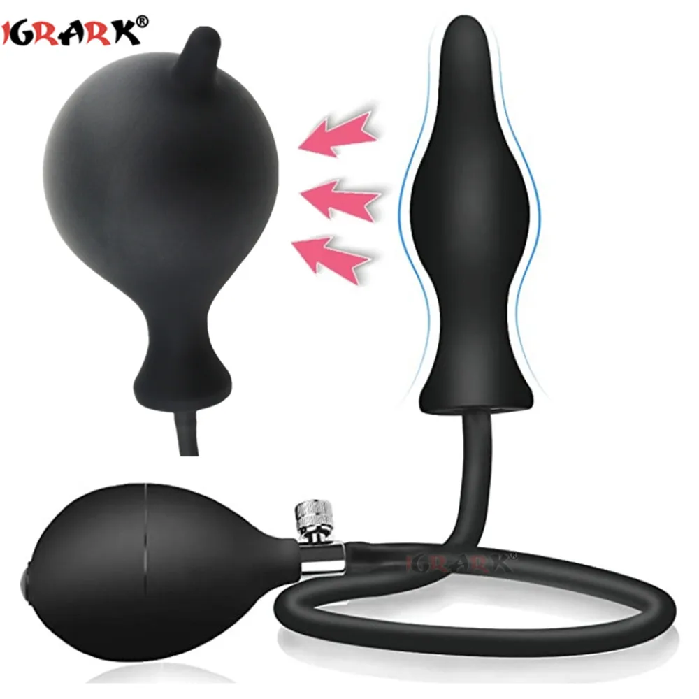 Soft Silicone Huge Anal Plug Inflatable Buttplug Expandable Dilator Air-Filled Large Pump Dildo Sex Toys For Women Men Adults 18