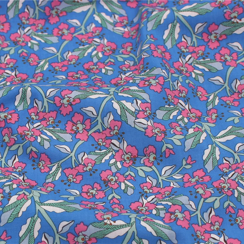 Summer Thin Floral Cotton Fabric Poplin By The Meter for Dress Skirt Clothing Pants Sewing Summer Thin Floral Small Printed Text