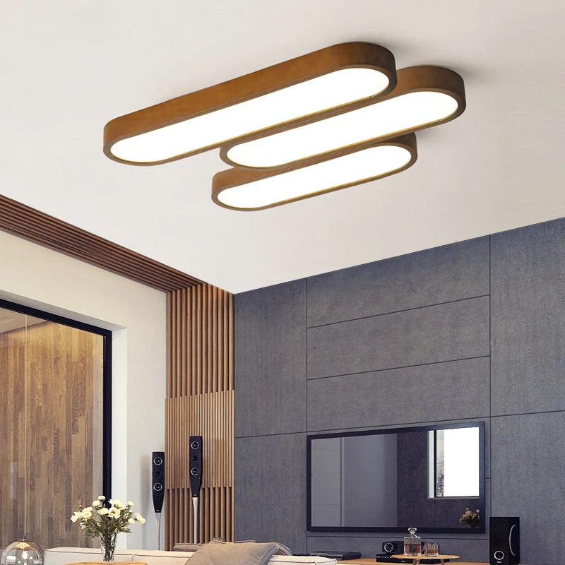 

Modern Real Wooden LED Ceiling Lights For Study Room Bedroom With Lamp Mounted Acrylic Lighting Fixture Luminaria Lustre