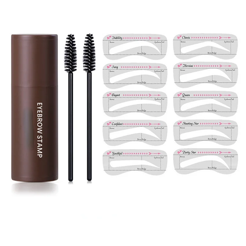 

1Set Eyebrow Brow Stamp Kit Gel Eye Brow Stencil Kit Waterproof Eyebrow Stamp Powder Makeup Reusable Eyebrow Stamp Makeup Set