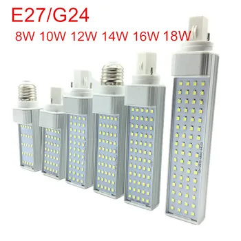 G24 E27 led 램프 전구 8W 10W 12W 14W 16W 18W 2835 빛 따뜻한 흰색/차가운 흰색 스포트라이트 180 수평 플러그 빛