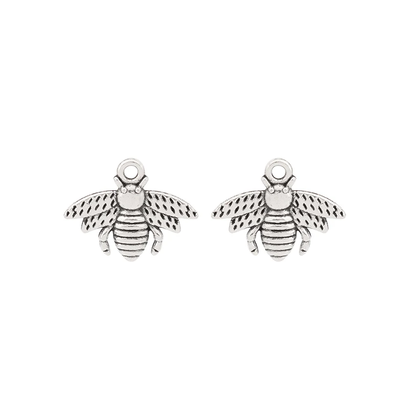 ZXZ 50pcs Tibetan Silver Color Honeybee Bumble Bee Charms Pendants Beads for DIY Necklace Bracelet Earring Jewelry Making