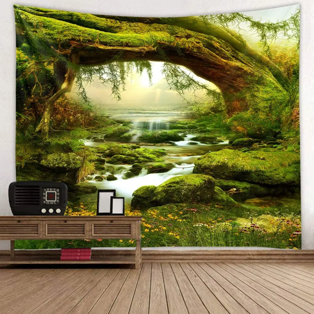 Forest Landscape Sunlight Stream Tapestry Background Wall Covering Home Decoration Blanket Bedroom Wall Hanging Tapestries