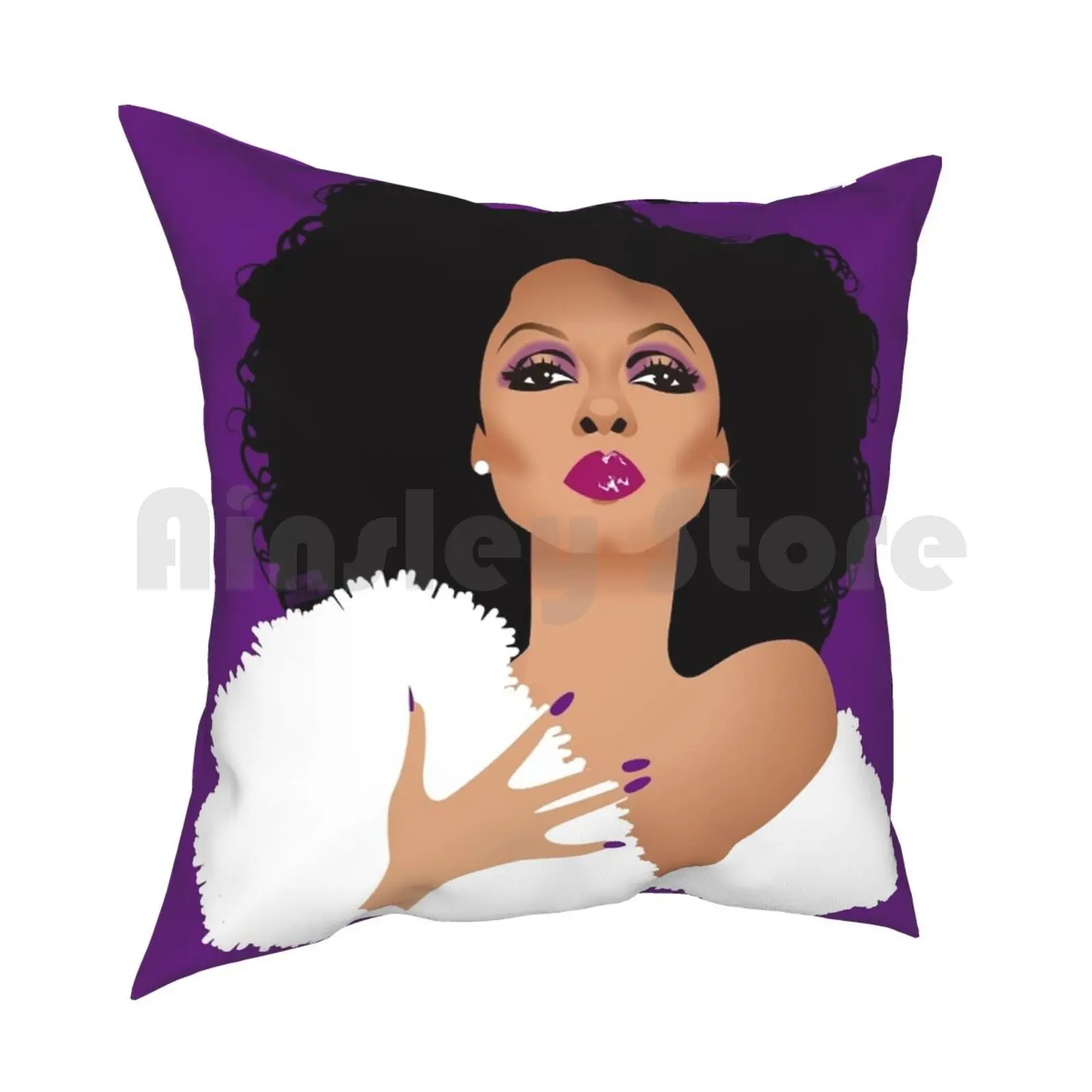 Purple R Pillow Case Printed Home Soft Throw Pillow Purple Diva Icon Soul Music Alejandro Mogollo Art