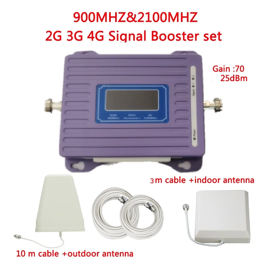 Cellular amplifier gsm 3g signal booster smartphones mobile network booster 900 2100 antenna accessories for mobile phones