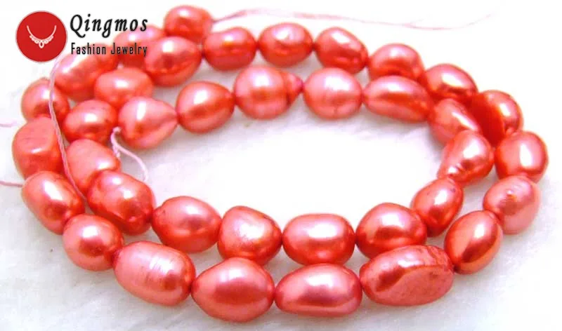 

Qingmos 7-9mm Baroque Natural Red Pearl Loose Beads for Jewelry Making DIY Necklace Bracelet Earring DIY Strands 14'' los592