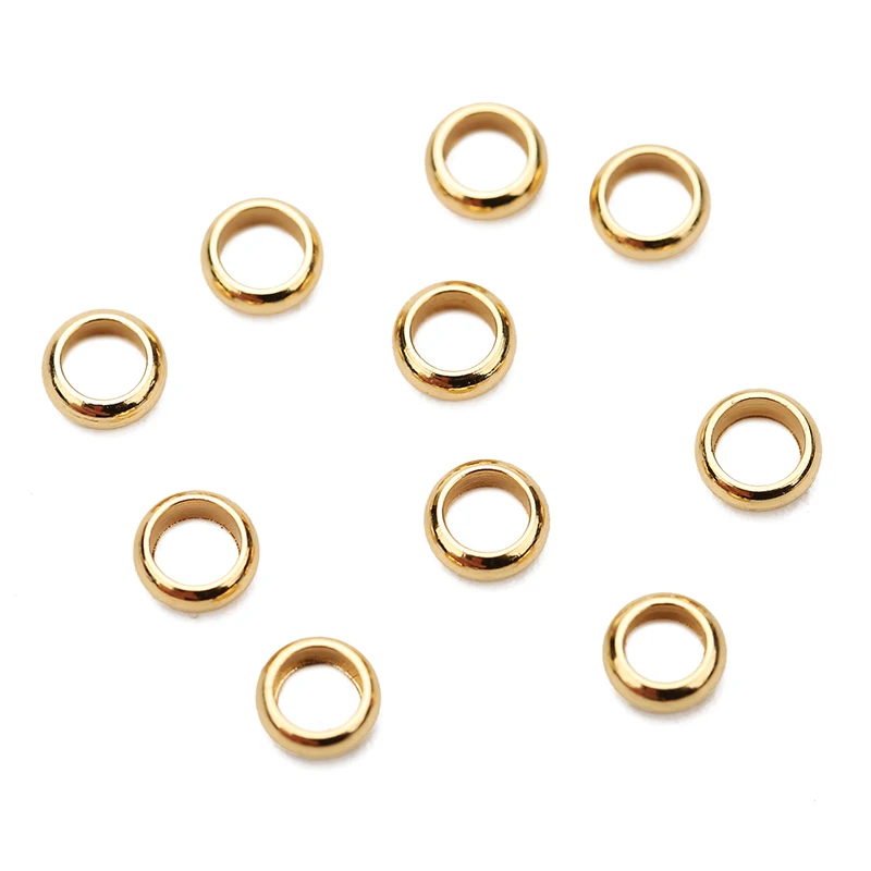 100pcs Round Stainless Steel Crimp End Stopper Beads 2 2.5 3mm Golden Color Loose Big Hole Beads For Diy Bracelet Jewelry Making