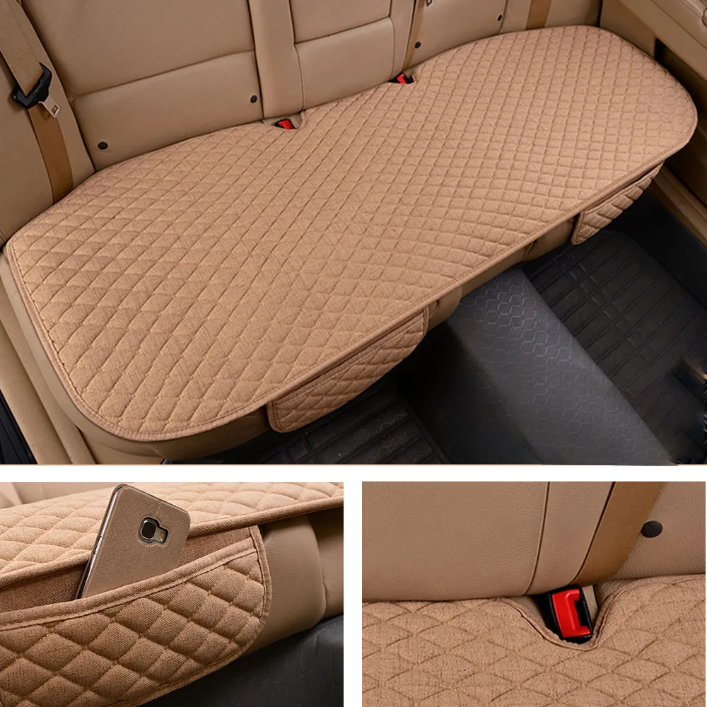 Car Seat Cover Four Seasons Breathable Protector Mat Pad Universal Flax Front Rear Cushion Linen Fabric