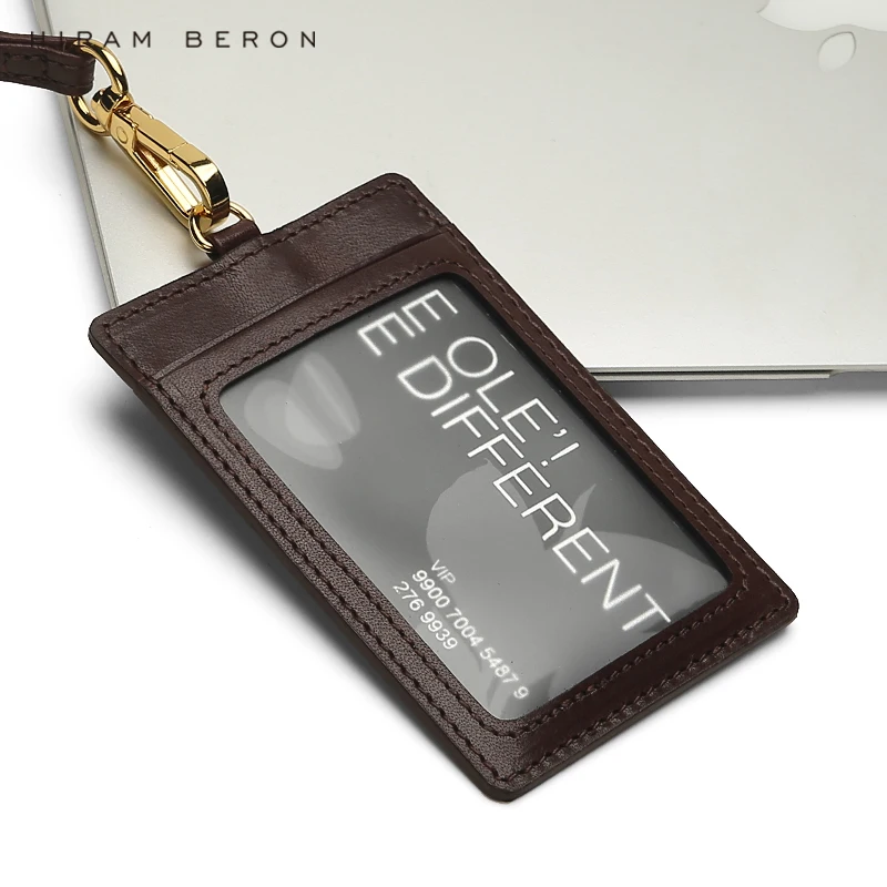 

Hiram Beron Id Medal Holder Work Leather Card Id Holders With Lanyards Italian Leather Gift for Men