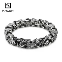 Kalen Vintage Cross Texture 316L Stainless Steel Men's Charm Bracelet Holiday Gift Jewelry